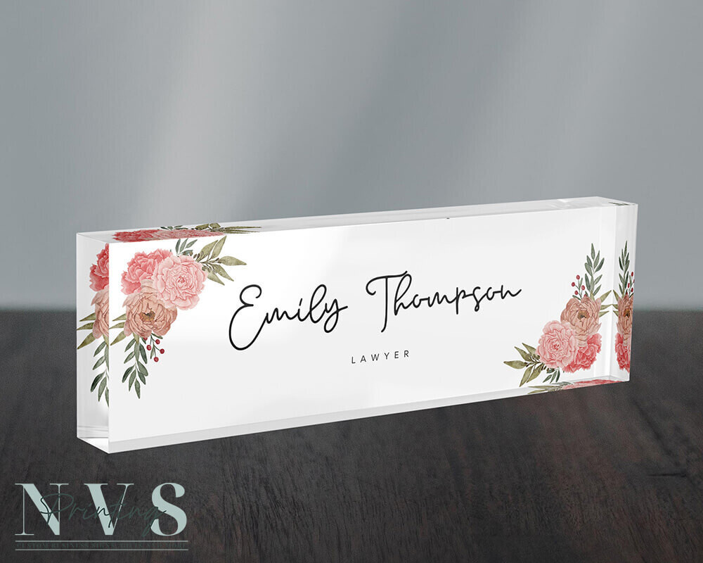 Personalised Name Plate for Desk, Clear Acrylic Desk Sign, Acrylic Block Plaque