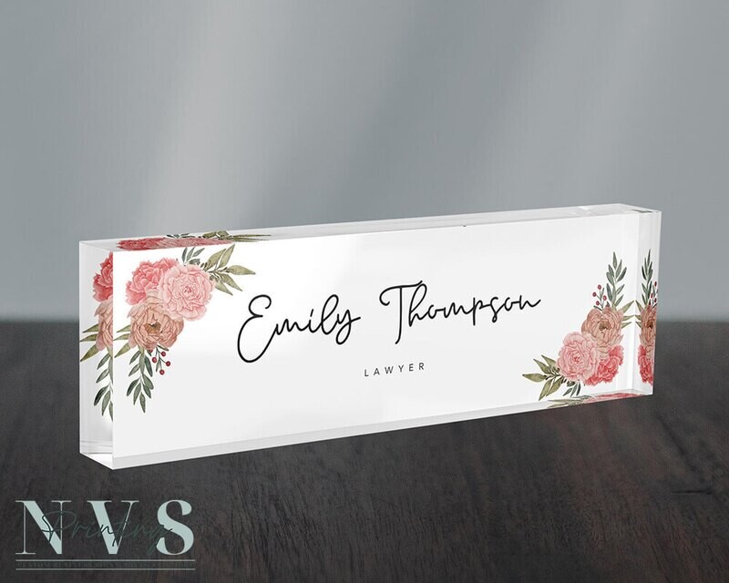 Personalised Name Plate for Desk, Clear Acrylic Desk Sign, Acrylic Block Plaque