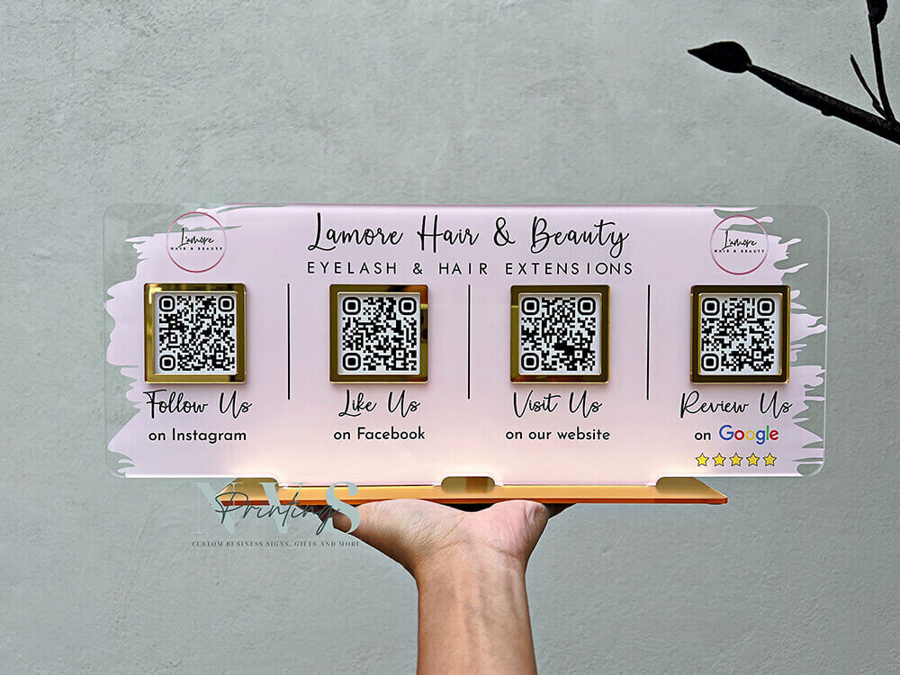 Multi QR Codes Business Social Media, Reviews or Payment Sign