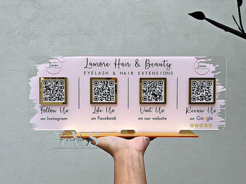 Multi QR Codes Business Social Media, Reviews or Payment Sign