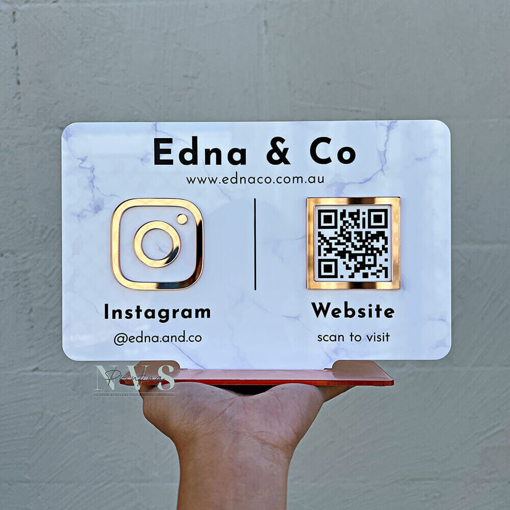 2 Icons Social Media Sign - Marble Look