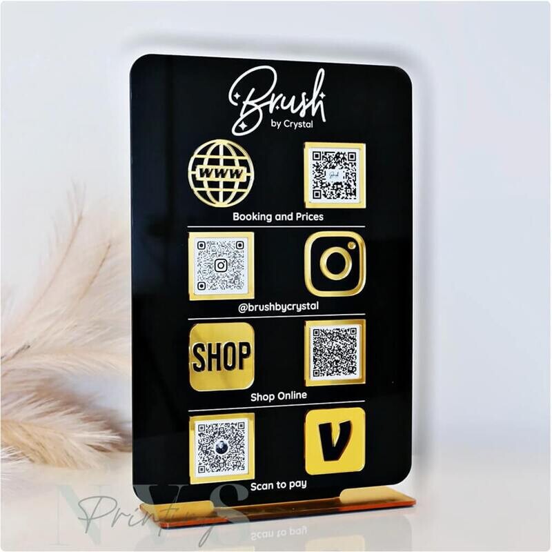 4 Icons and 4 QR Codes Social Media Business Sign 4 Icons and 4 QR Codes Social Media Business Sign