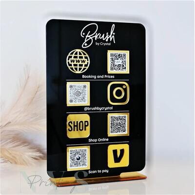 4 Icons and 4 QR Codes Social Media Business Sign