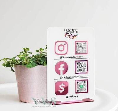 Triple Icons and QR Codes Business Social Media Sign - Vertical Triple Icons and QR Codes Business Social Media Sign - Vertical