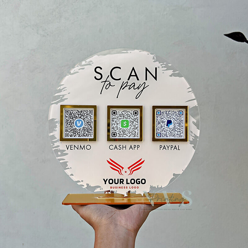 Triple QR Codes Business Payment, Social Media or Review Sign