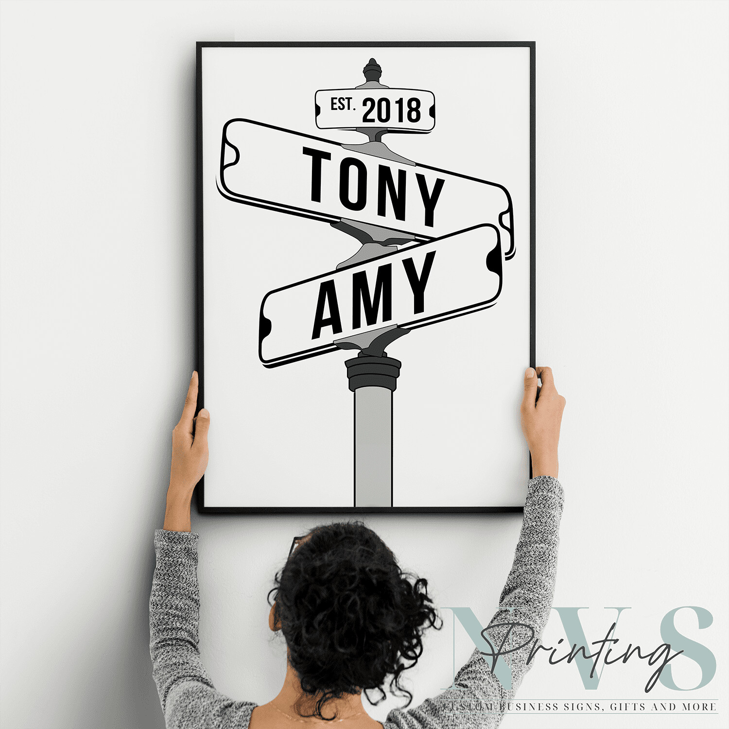 Personalised Name Street Sign Print, Custom Name Intersection Sign, Gift for Anniversaries Weddings,Personalised Gift for Her
