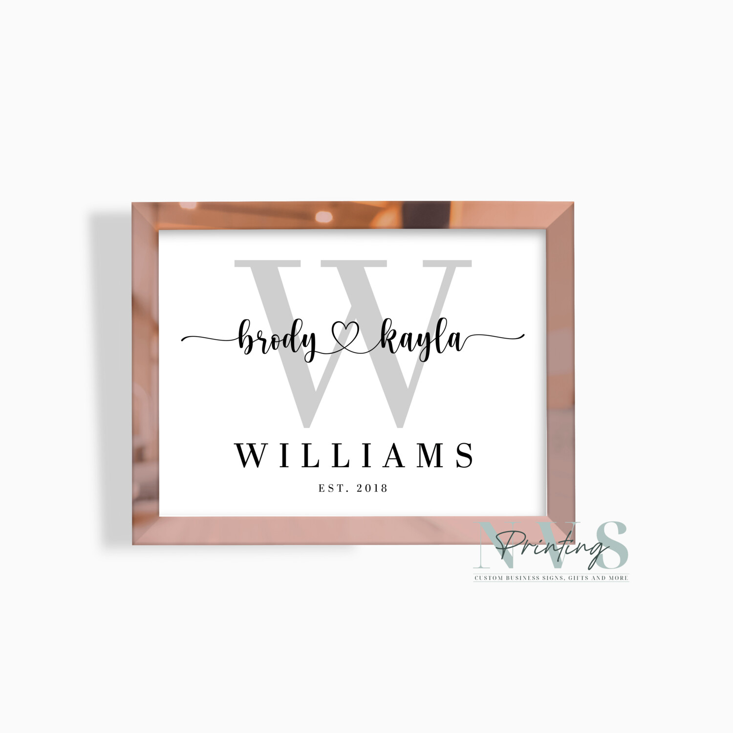 Personalised Last Name Sign with Couples Names and Established Year Personalised Last Name Sign with Couples Names and Established Year