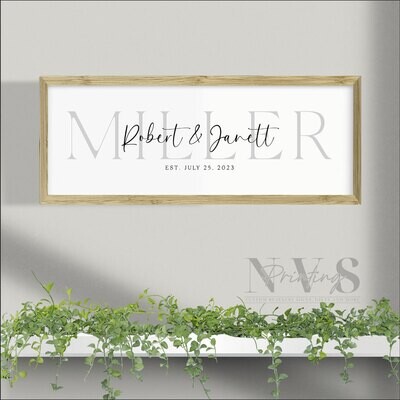 Personalised Family Last Name Sign with Couples Name and Established Year Personalised Family Last Name Sign with Couples Name and Established Year