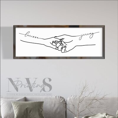 Personalised Couple Holding Hands Minimalist Line Art Sign with Names Personalised Couple Holding Hands Minimalist Line Art Sign with Names