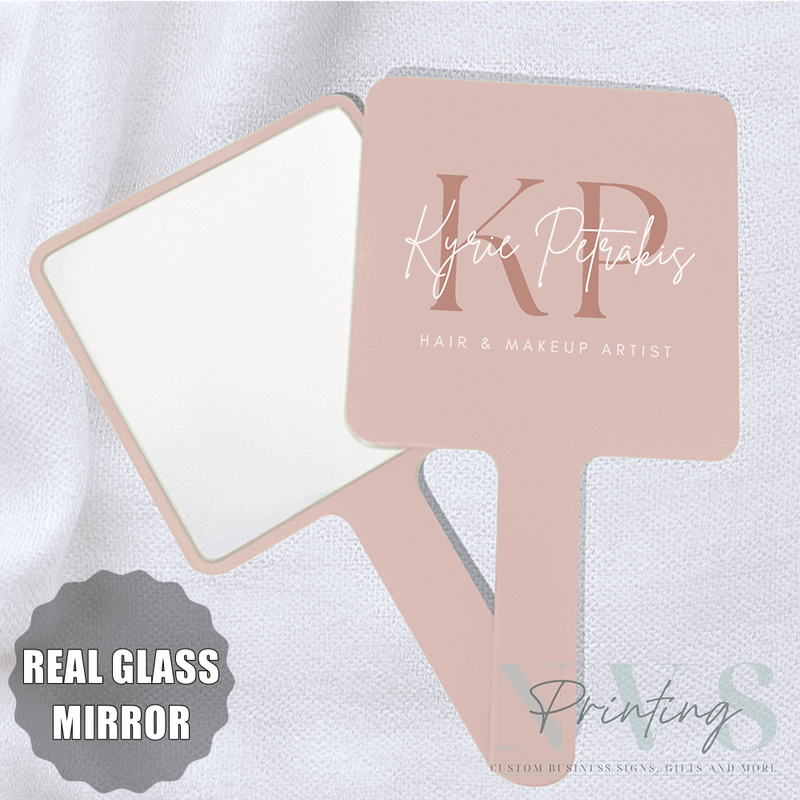 Personalised Handheld Mirror for MUA or Beautician, Portable Mirror, Personalised Bridesmaid Gift Mirror - REAL GLASS MIRROR