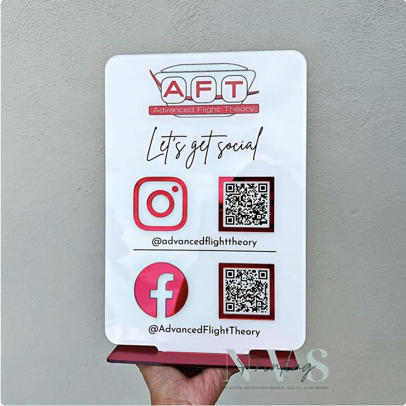 Double Icons and QR Codes Social Media Business Sign