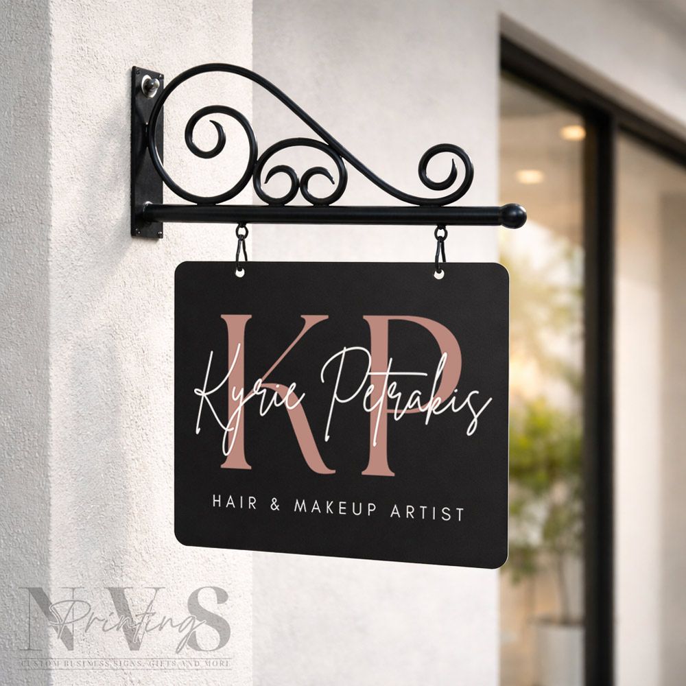 Custom Exterior Hanging Swing Sign – Double-Sided With Vintage Bracket Custom Exterior Hanging Swing Sign – Double-Sided With Vintage Bracket