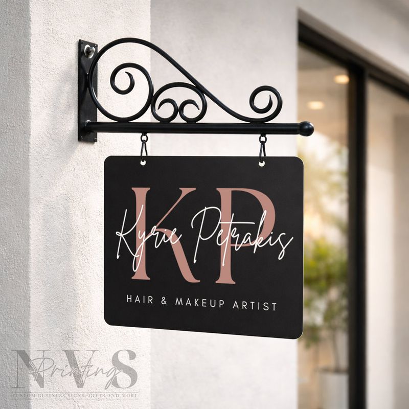 Custom Exterior Hanging Swing Sign – Double-Sided With Vintage Bracket