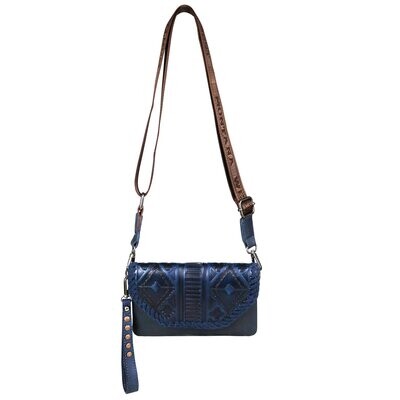 100% Genuine Leather Tooled Collection Clutch/Crossbody NY