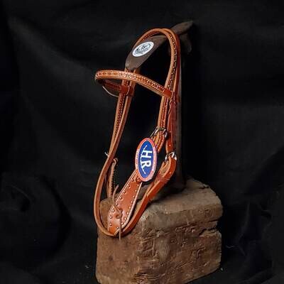Browband Headstall Paddle Cheeks Dotted, Hardware Chestnut
