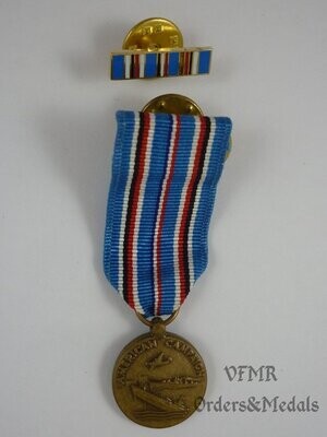 Miniatura de la medalla de la campaña del Atlántico con pasador de diario