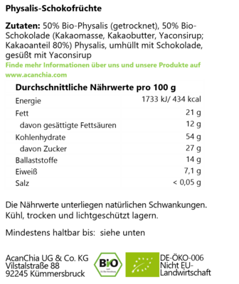 Physalisschokofrüchte - Bio - getrocknet