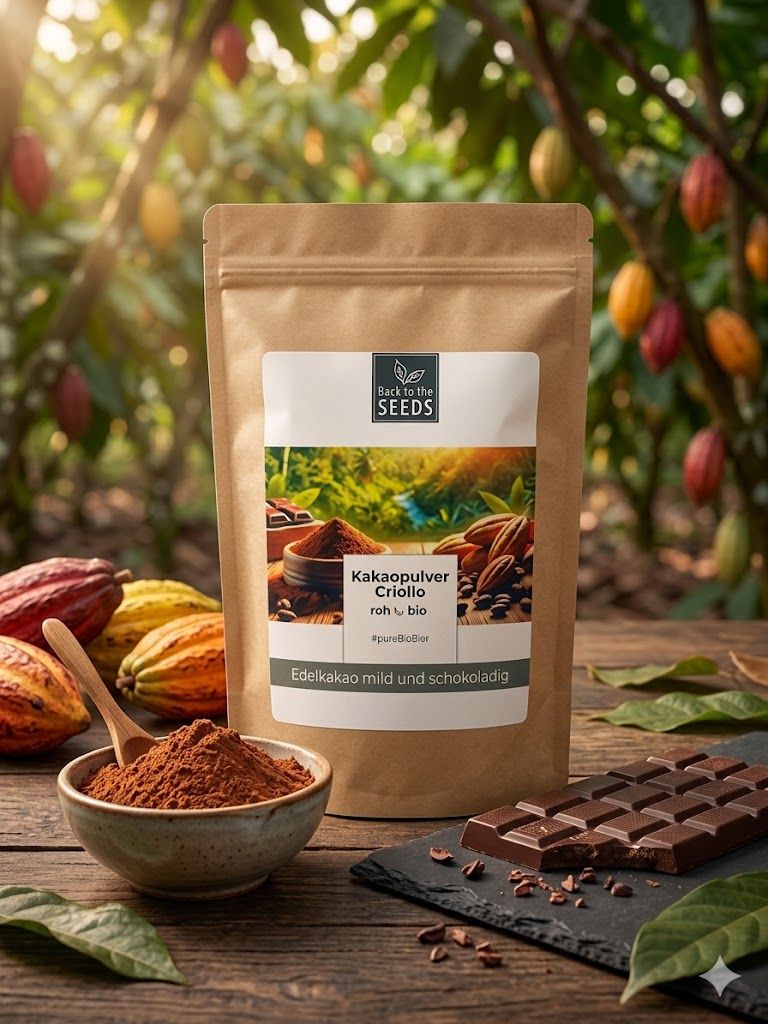 Kakaopulver Criollo, stark entölt, roh - bio