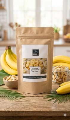 Getrocknete Bio-Bananen, ohne Zuckerzusatz, 300 g aus Peru, ohne Zusatzstoffen und Rohkostqualität