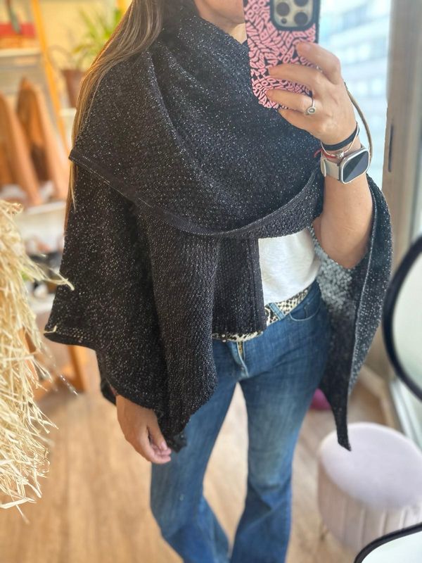 Ruana Lurex - Negra