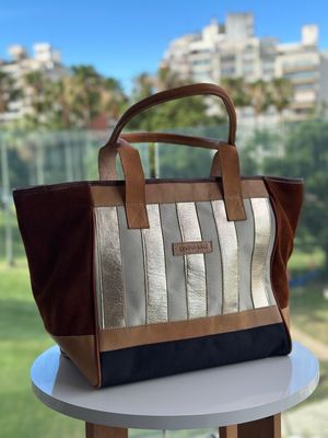 Bolso finde Stripes - Oro