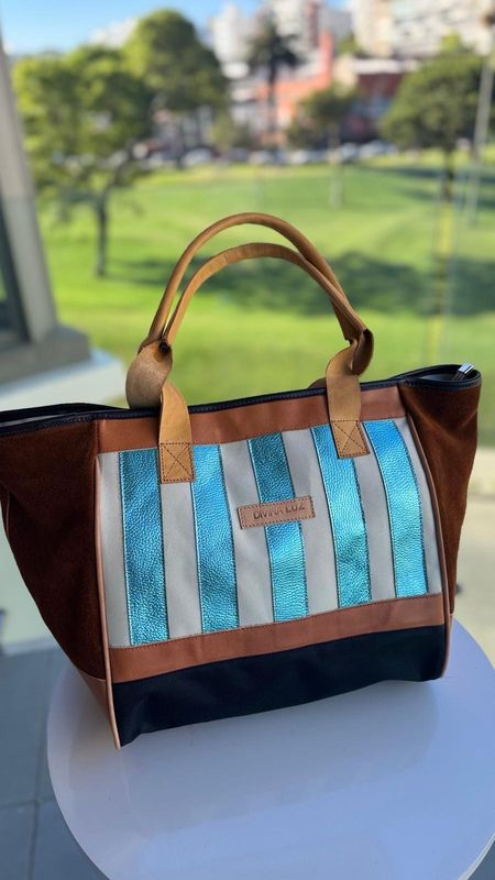 Bolso Finde Stripes - Turquesa