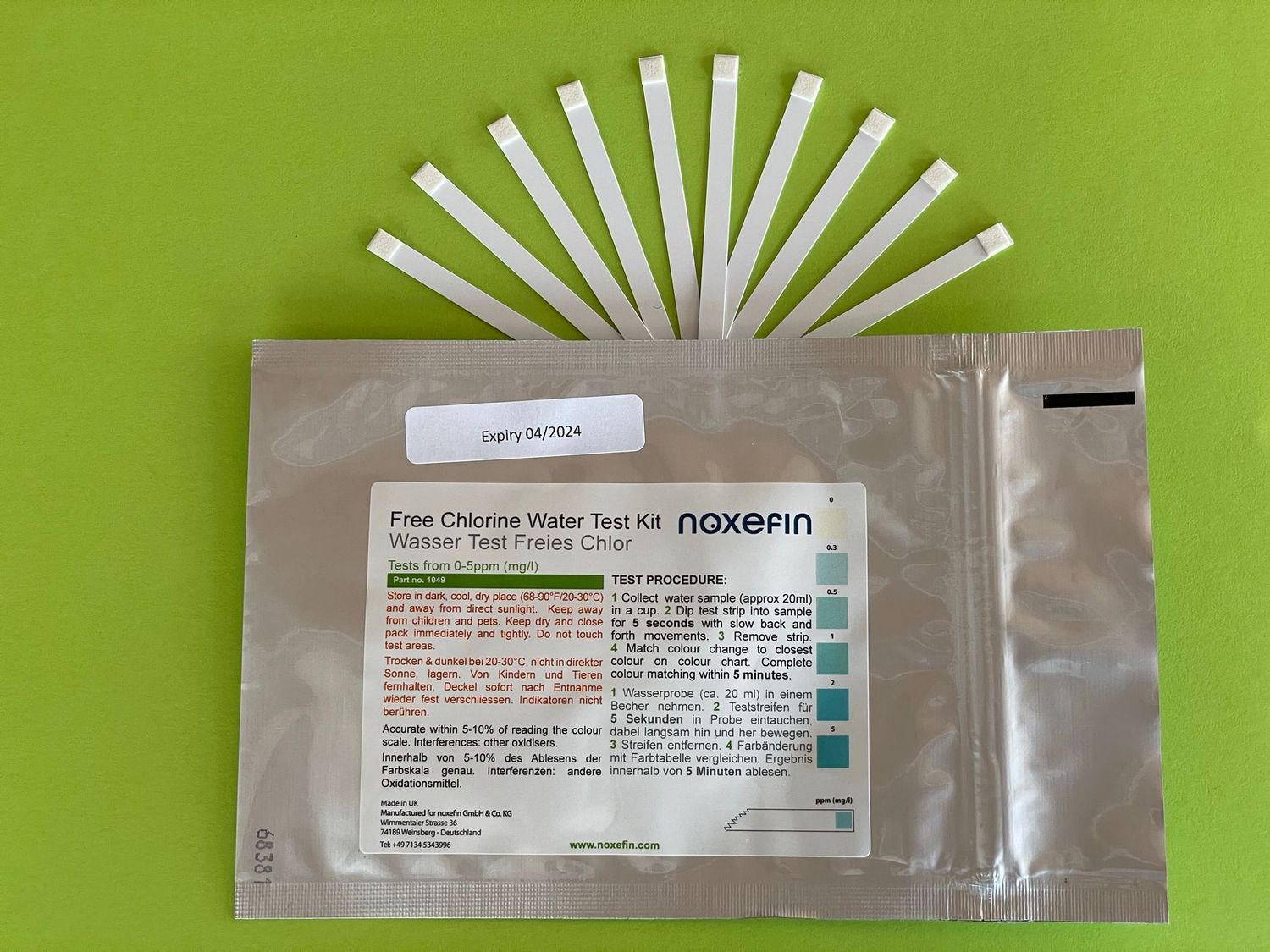 Hygienestreifen Noxefin
Free Chlorine Water Test Kit