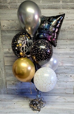 Happy Birthday Gold & Silver Balloon Bouquet
