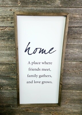 Home Wall Sign With Brown Frame