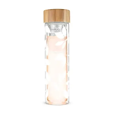 Blair™ Insulated Glass Travel Mug w/  Infuser - White Leaf