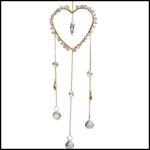 Heart Crystal Suncatcher - Energy Boost - Rose Quartz