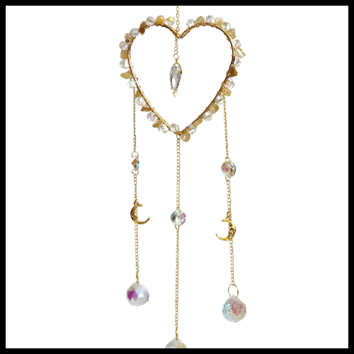 Heart Crystal Suncathcher - Energy Boost - Citrine