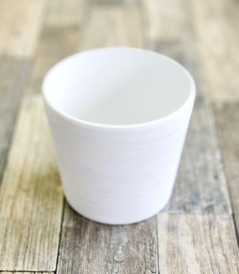 5.5" White Brushstroke Pot