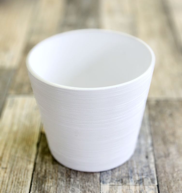 6.5" White Brushstroke Pot