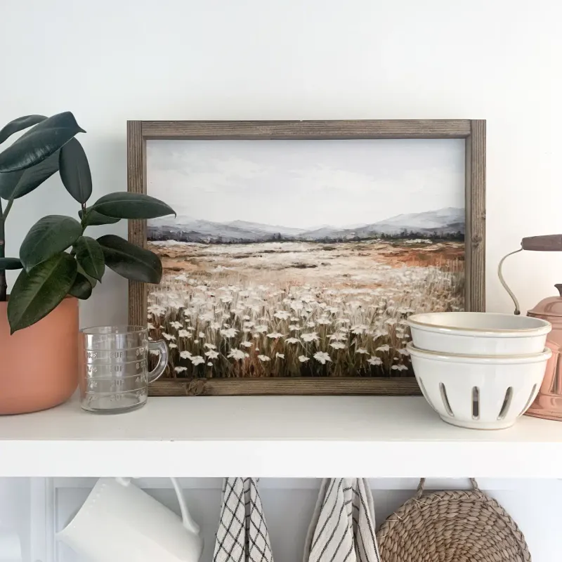 Daisy Print - Dark Walnut 17x13