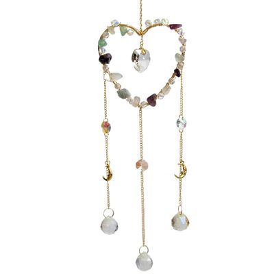 Heart Crystal Suncatcher - Energy Boost - Fluorite