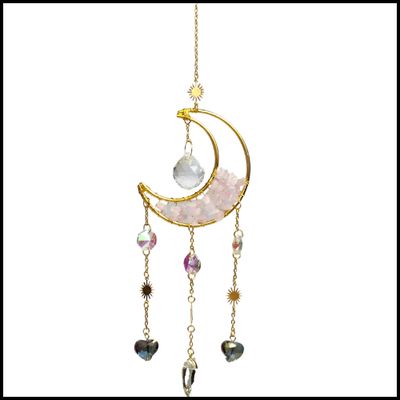 Moon Crystal Suncatcher- Energy Boost - Rose Quartz