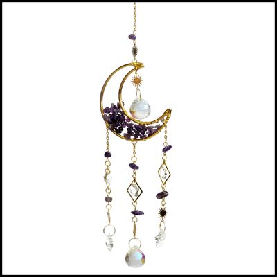 Moon Crystal Suncatcher- Energy Boost - Amethyst