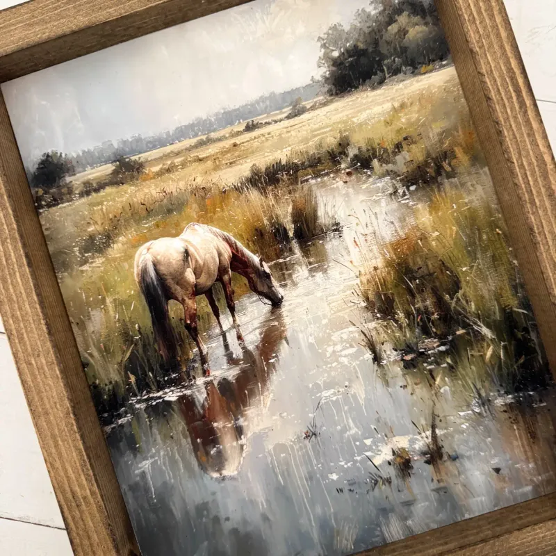 Horse Meadow wood sign - Dark Walnut 9x11