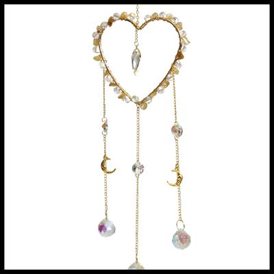 Heart Crystal Suncathcher - Energy Boost - Citrine