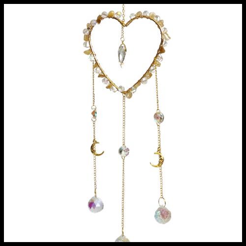 Heart Crystal Suncathcher - Energy Boost - Citrine