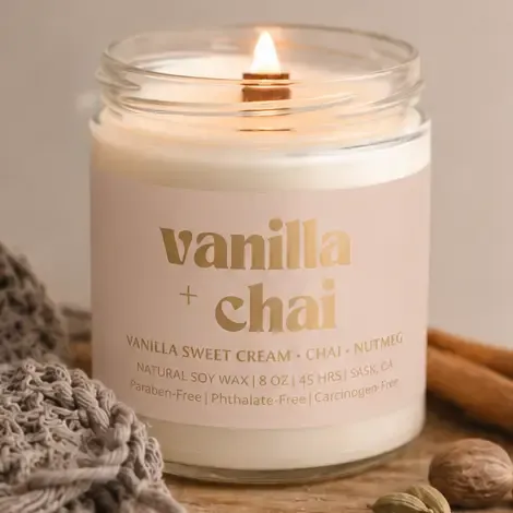 Vanilla Chai 8oz Wood Wick Candle