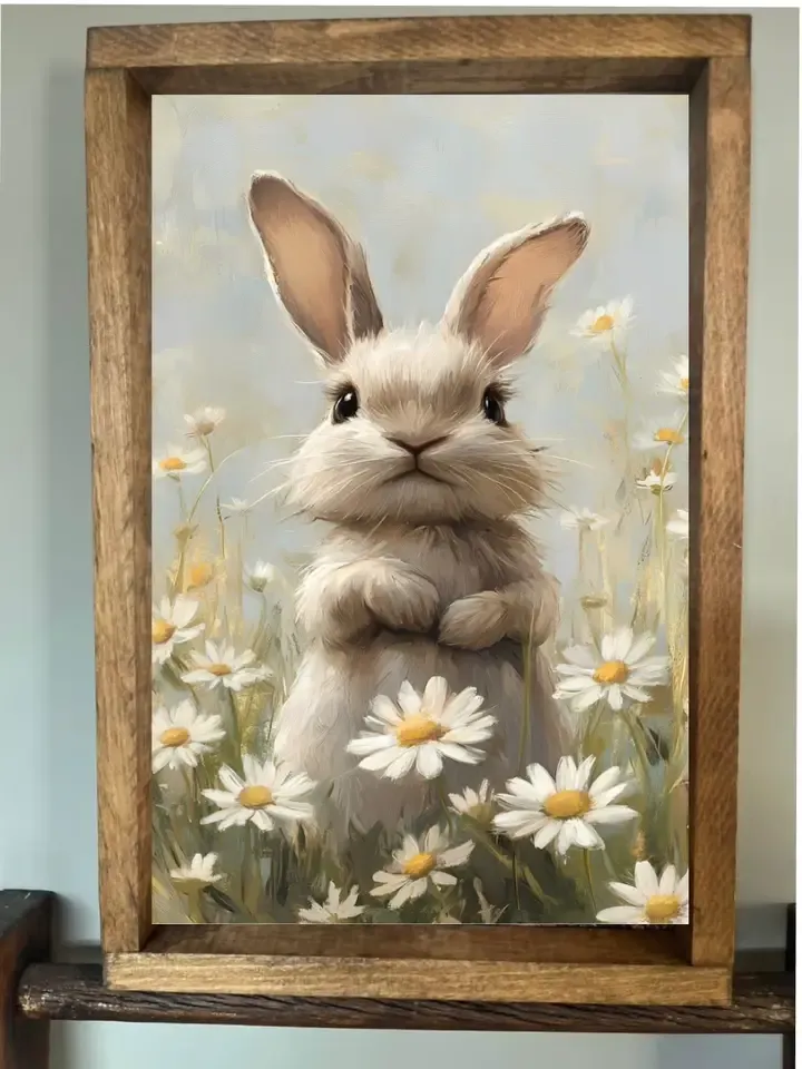 Daisy Bunny Farmhouse Sign - 12x18