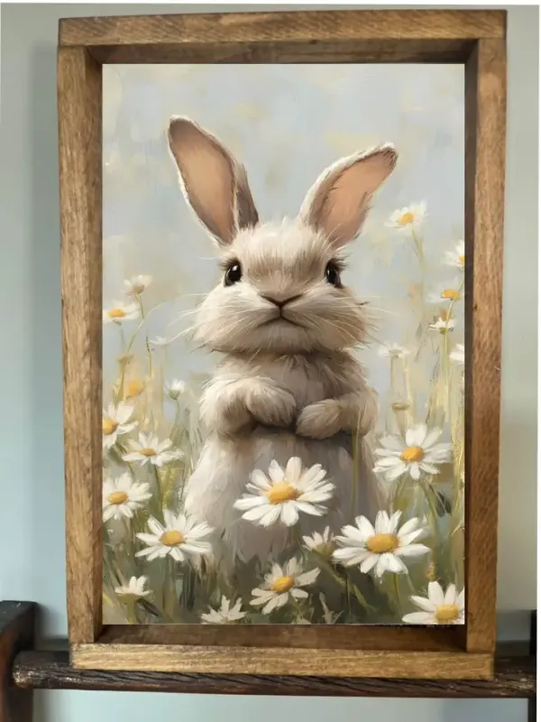 Daisy Bunny Farmhouse Sign - 12x18