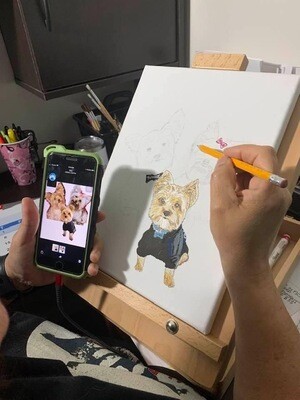 Pet Portrait Painting (up to 3 pets) on an 8x10 Canvas (CLICK-more pics)