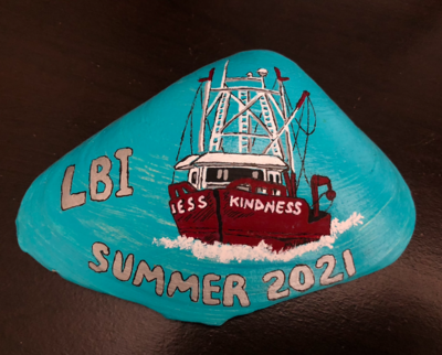 Fishing Boat Painting on Seashell
