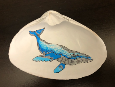 Humpback Whale Painting on Seashell (Pick Design)