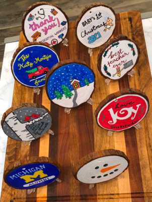 Painted Wood Slice Ornaments and Year Round Decor