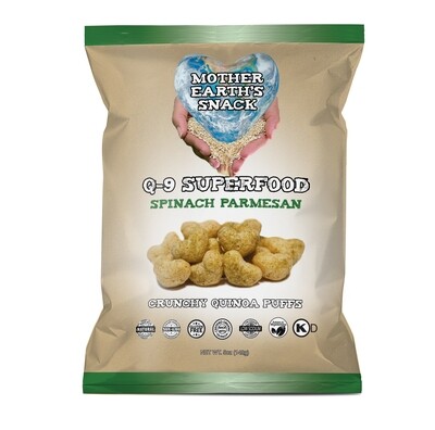 Q-9 Spinach Parmesan Puffs / Qty 4 - 5oz Family size bags Q-9 Spinach Parmesan Puffs / Qty 4 - 5oz Family size bags