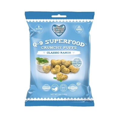 Q-9 SuperFood Crunchy Classic Ranch Quinoa Puffs - Family size
 Qty 4-5oz bags